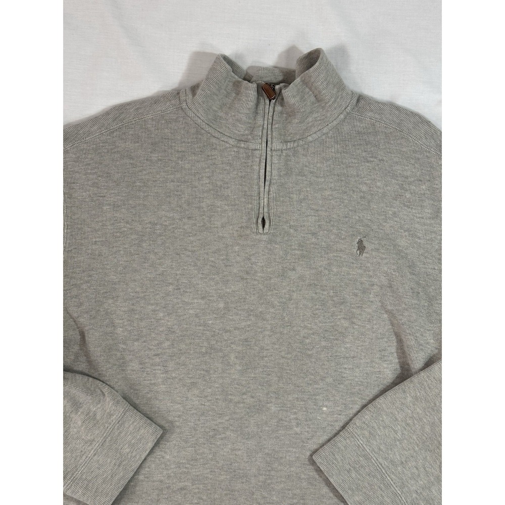 Polo Ralph Lauren Sweatshirt‎ Mock Neck Pullover 1/4 Zip Beige Men XXL